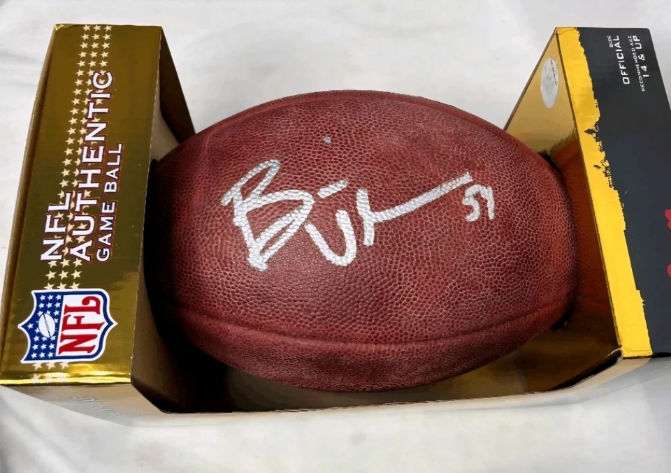 Brian Urlacher Signed Duke Official NFL Football Chicago Bears Fanatics COA - Image 2 of 3