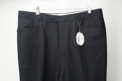 Zanella Brian 100% Wool Dark Blue Mens Pants Trousers Sz 54 EU NEW