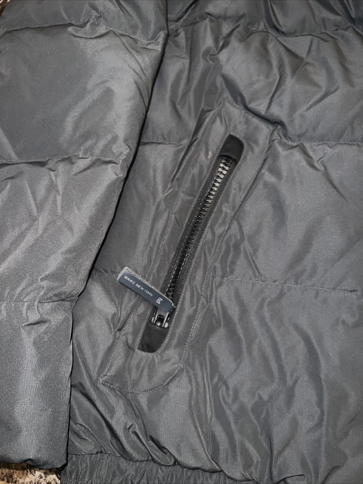 ANDREW MARC New York MEN'S FAUX FUR TRIM HOOD PUFFER Gray  DOWN JACKET SIZE XL - Image 3 of 4