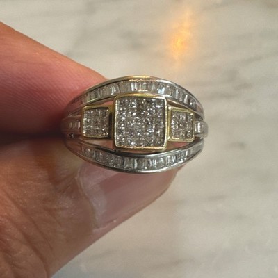 Approx 0.70 CTs Diamond Baguette 14k Yellow & White Gold Ring Size 7