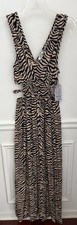 Justify Women’s Zebra Print Maxi Dress Side Cutout Sleeveless Summer Size S