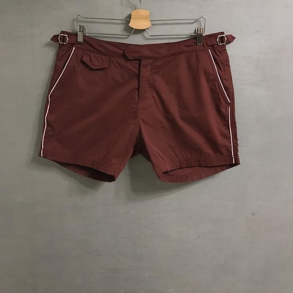 Men Suitsupply Shorts Burgundy Polyester 36 / XL /
