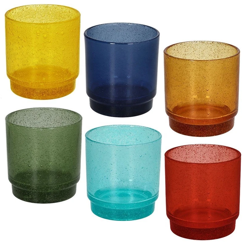 Bicchieri da Tavola TOGNANA Colorati Pasta di Vetro per 6 Persone Lavastoviglie, fotografia 3 di 7