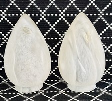 2 Paralume a sospensione ovoidale vetro satinato vortici bianchi Vianne mai usati apertura 3"