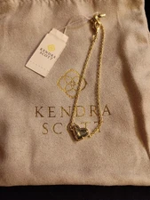 Kendra Scott Ari Gold Plated Abalone Heart Delicate Chain Bracelet 6.25 "