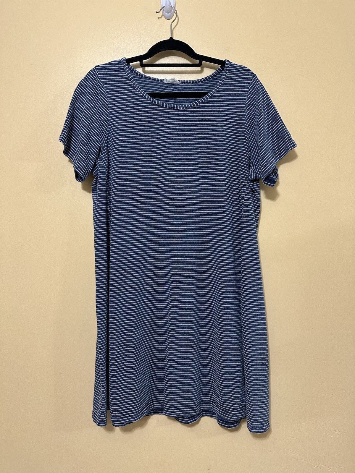 Jane & Delancey Striped Oversized T-shirt Shift Dress Women 1X Blue