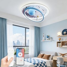 Kids Space LED Ceiling Light with Remote & App Control Planet & Astronaut Design