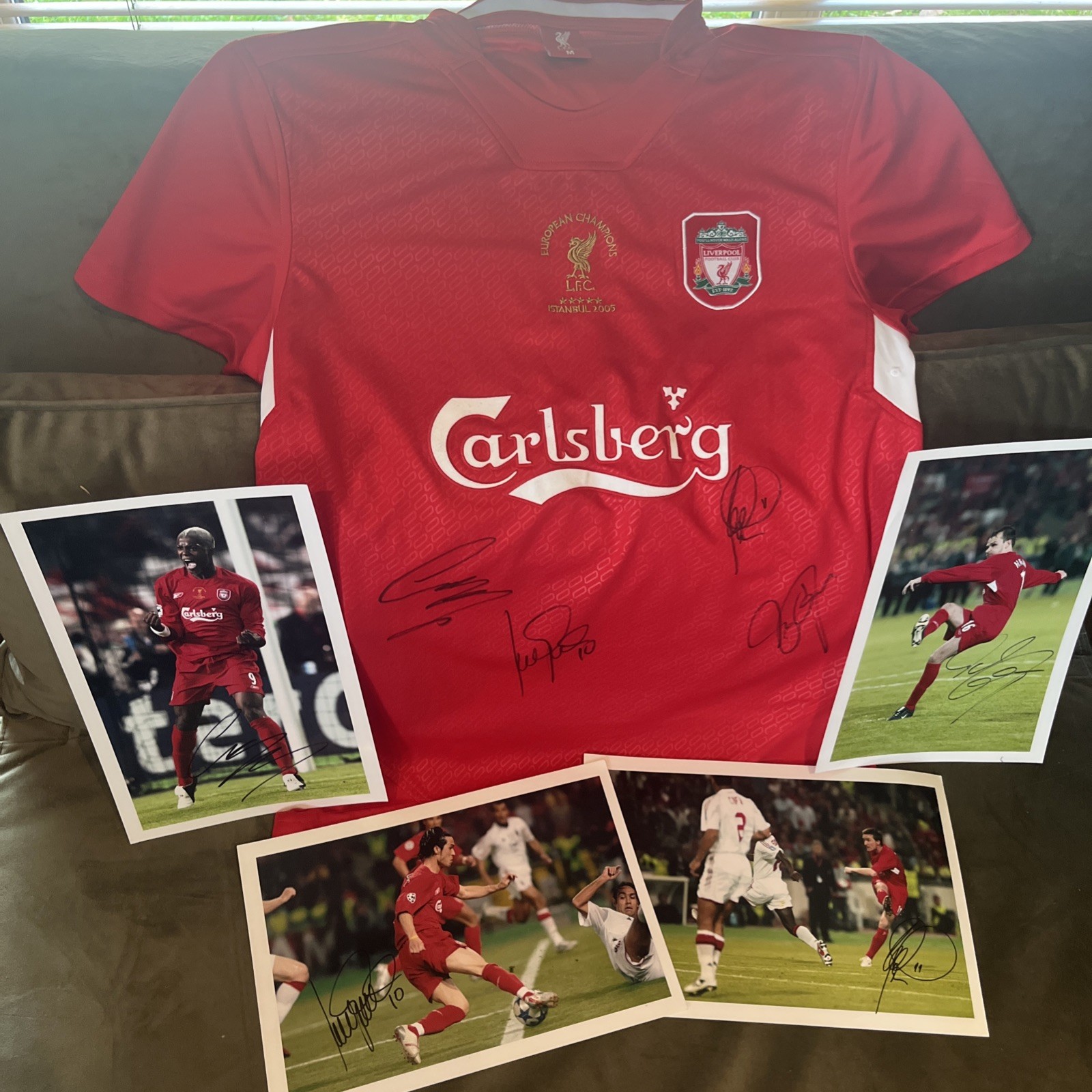 Liverpool Fc Signed Istanbul Shirt PHOTO PROOF football 2005 Goal Scorers Rare