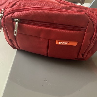 Red Zippered Waist Pack 0-5L Unisex Adult Hiking Fanny Pack Bag