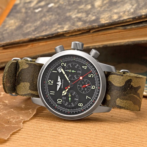 Men's Watch Pilot Chronograph Poljot 31681 Sapphire Glass Russian Analog Watch - Picture 7 of 11