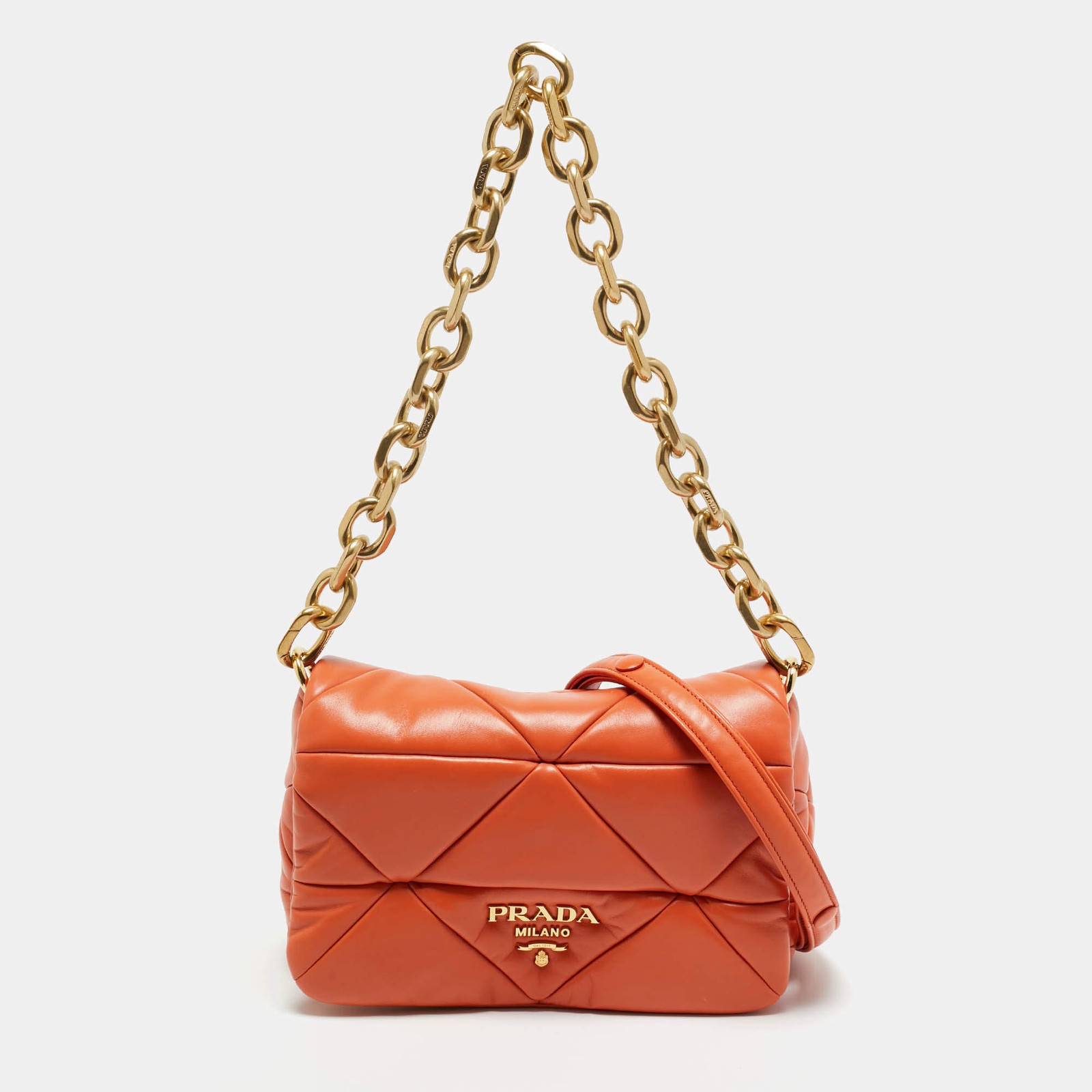 Prada Orange Nappa Leather Patchwork System Shoulder Bag