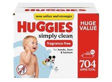 Huggies Simply Clean Unscented Baby Diaper Wipes, 11 Flip-Top Packs 704 Wipes