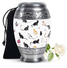 Black Cat Large Cremation Urns For Human Ashes Mother Adult 10 Inch 