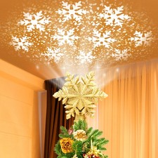 Christmas Tree Topper Star Lighted with 6 Projection Modes,Christmas Star Gold