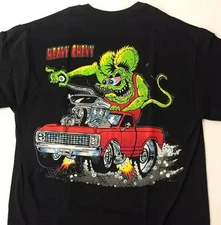 Rat Fink T-Shirt Reprint Heavy Chevy Ed Big Daddy Roth Black Unisex S-4XL