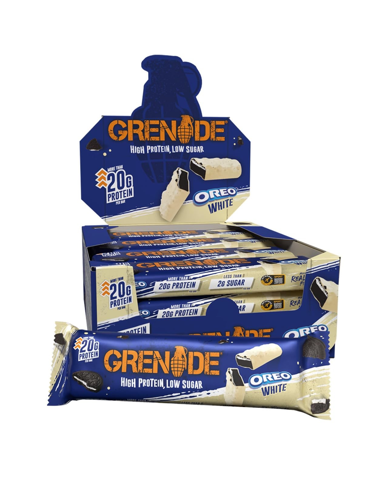 Grenade High Protein Bar Low Sugar White Oreo (Pack Of 12) - Image 3