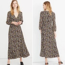 Madewell Wrap-Front V-Neck Maxi Dress in French Floral True Black Size 2