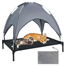 Elevated Dog Bed with Removable Sun Shade Canopy Portable Outdoor Pet Cot for...
