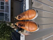 Allen Edmonds Strand Sneak Walnut Brown Leather Cap Toe Oxford Sneaker Sz 7.5