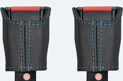 blue stitch FITS FORD GRANADA MK3 2X FRONT SEAT BELT STALK LEATHER COVERS - 第 1/1 張圖片