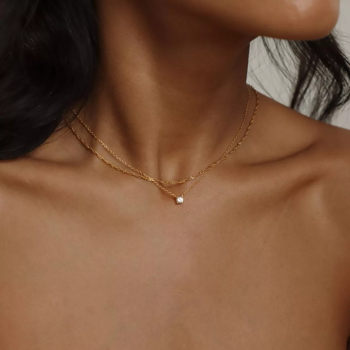 Dainty Diamond Necklace 18K Gold