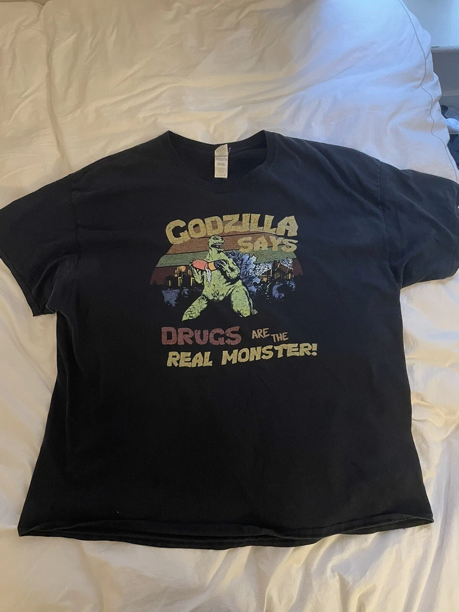 godzilla says drugs are the real monster t shirt