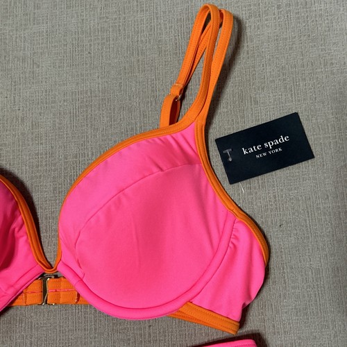 NWT! Kate Spade Large Radiant Pink & Orange Bikini Bathing Suit 2024 MSRP $148 - Picture 2 of 8