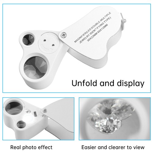 10X 20X 30X 40X Pocket Jewelry Magnifying Glass Coin Loop Loupe-Eye Magnifier - Picture 38 of 40