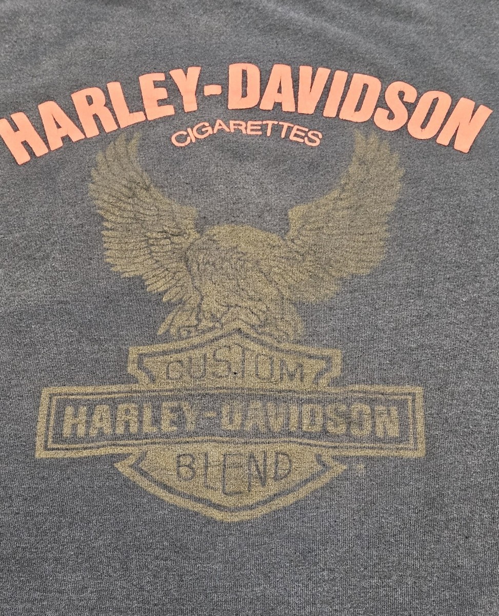 Vintage Hanes 50/50 Harley Davidson Cigarettes Dark Grey/Black LG 