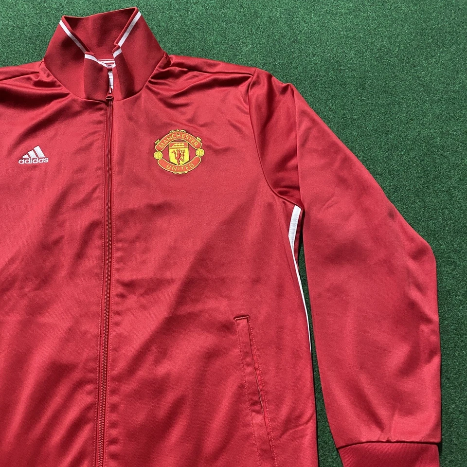 Manchester United F.C. Zip Up Sweater Mens L Red Adidas Soccer MLS Track Jacket - Image 2 of 4
