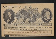 1908 Dem Convention Hopeful Postcard Bryan John Johnson Mechanical Bromo Adv