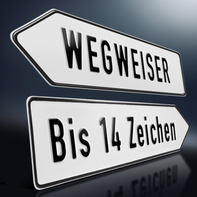 Wegweiser Pfeil Schild | geprägt mit Wunschtext | Weiß | Aluminium Hinweisschild
