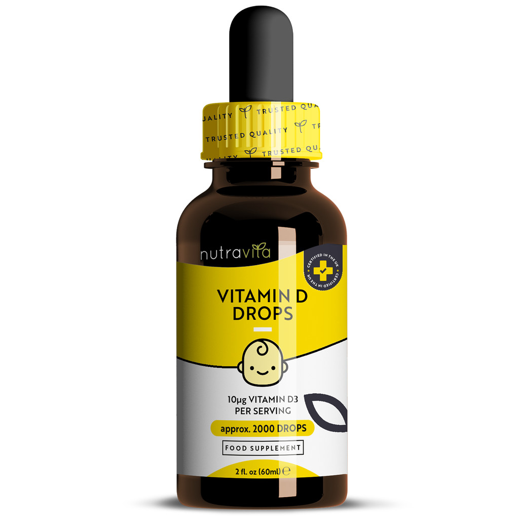 Vitamin D3 Drops for Children 60ml - 10µg/400IU Per Drop - Immunity, Bone Health