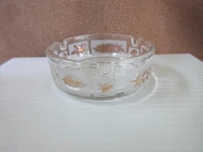 Vintage Frosted Glass Ashtray Leaves w/ Gold trim