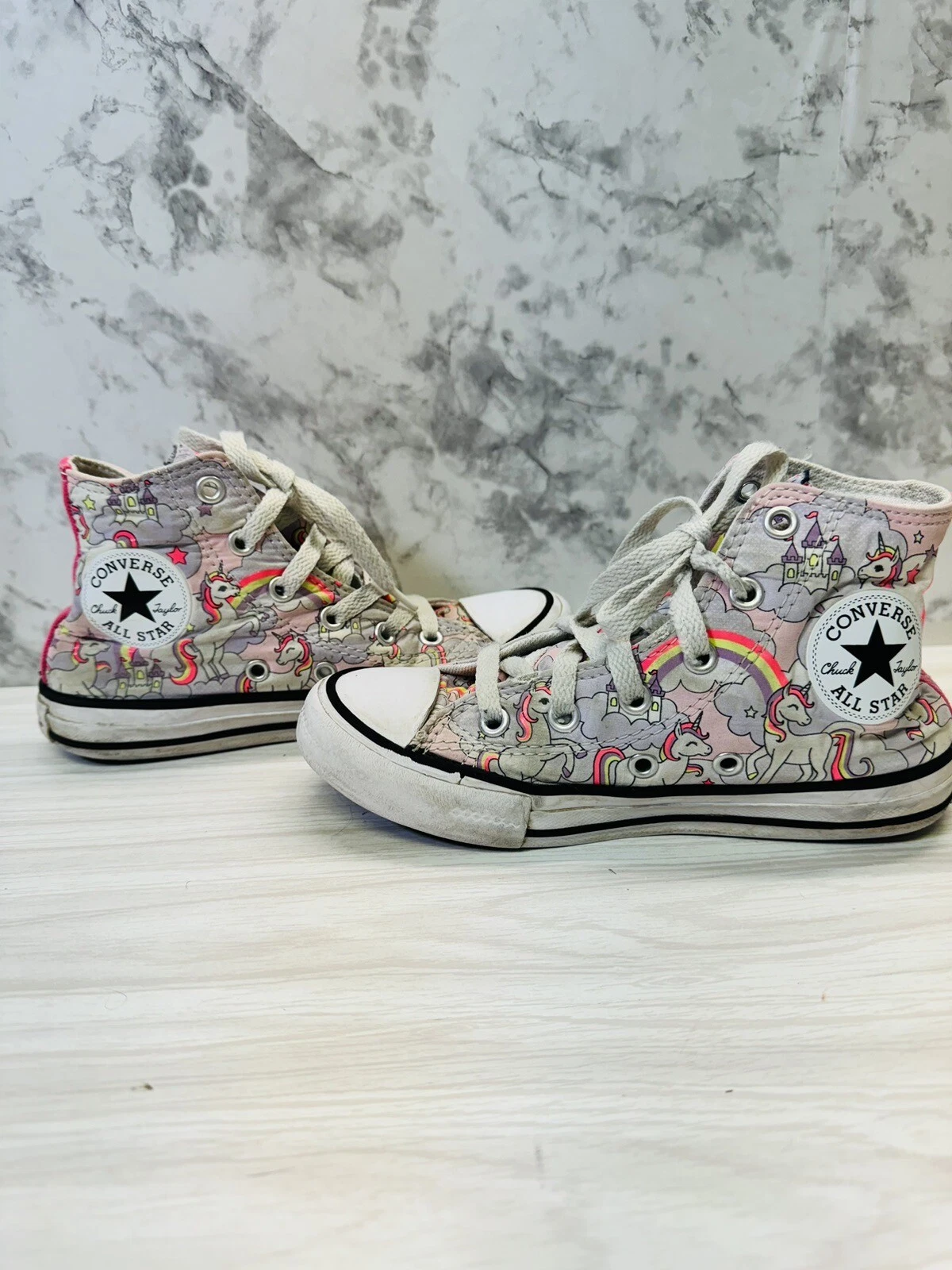 Scarpe alte Converse Chuck Taylor unicorno e castelli ragazze taglia 13