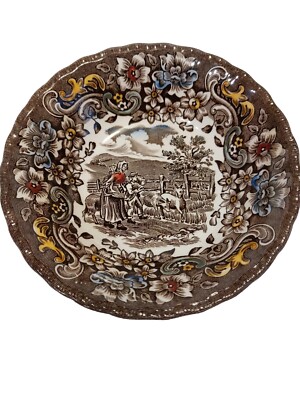 Vintage Royal Tudor Ware W.N.Mellor, Ironstone Bowl, 17th Century England Scene