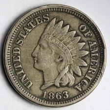 1863 Indian Head Cent Penny CHOICE XF E187 JCP