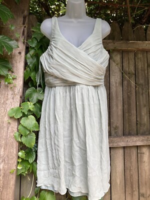 J Crew Silk Chiffon Heidi Dress Fit Flare Light Green Sleeveless Size 18 