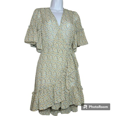 Chelsea & Violet Dress, Women XS, Cream w/Yellow & Blue Floral Wrap, Sheer,  NWT | eBay