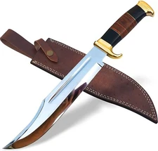 (US DUTY PAID) 16" HAND FORGED Crocodile Hunting Dundee High Polish Knife+Sheath