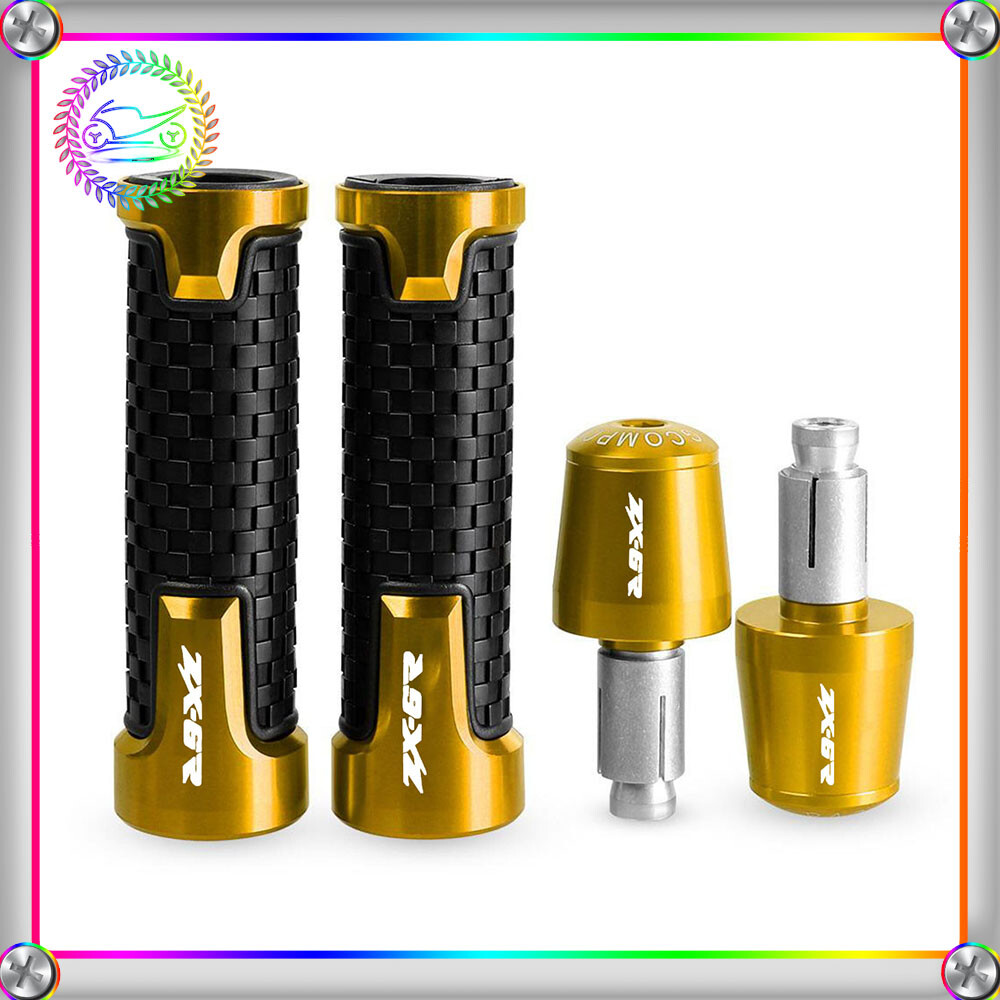 CNC 7/8" 22MM Handlebar Hand Grips End Cap Plugs For Kawasaki ZX6R/636