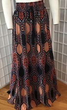 Anthropologie Maeve L Geometric Fall Multicolored Burst Long Skirt Lined