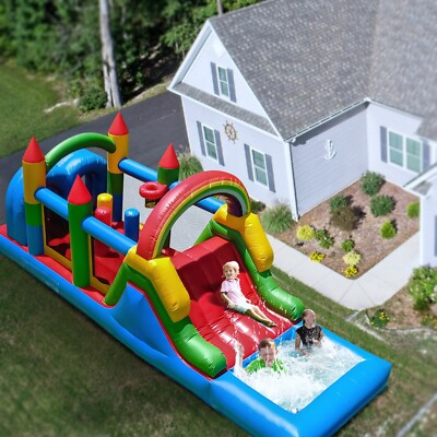 25x8x8ft Commercial PVC Inflatable Obstacle Course Bounce House For Kids
