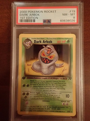Dark Arbok (1st Edition) graded PSA 8 for sale on eBay