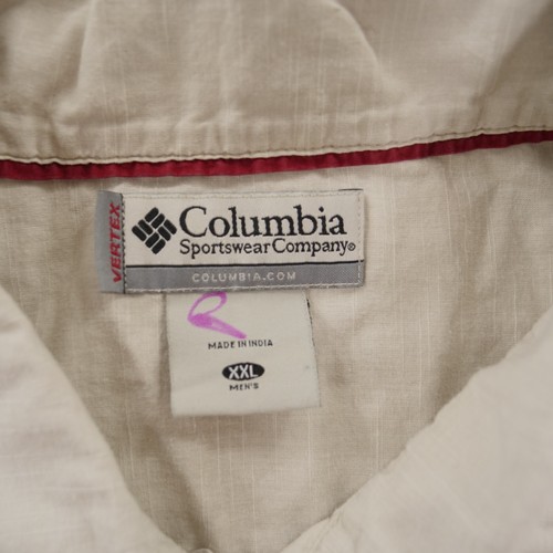 Columbia Shirt Mens 2XL XXL Beige Button Short Sleeve Floral Palm Print Hiking - Picture 8 of 15