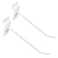 2 Pcs 6'' White Slatwall Hook Hooks Retail Display Wire Metal Hanger 