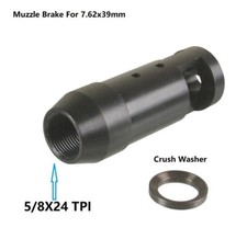 Black Steel Low Concussion Competition Muzzle Brake Compensator 5/8x24 TPI 762