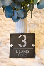 Silver Door Sign House Numbers Laser Cut Black  House Numbers Address Plaque