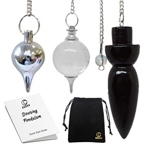 Pendolo esoterico radioestesia, set x3 pendolino divinazione, Pietra (g2v)