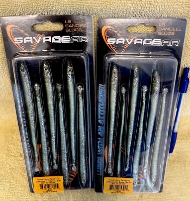 Lot Of 2 Packs Savage Gear Sandeel Slugs, 5.5  Long, Sandeel Color, 6 Per Pack